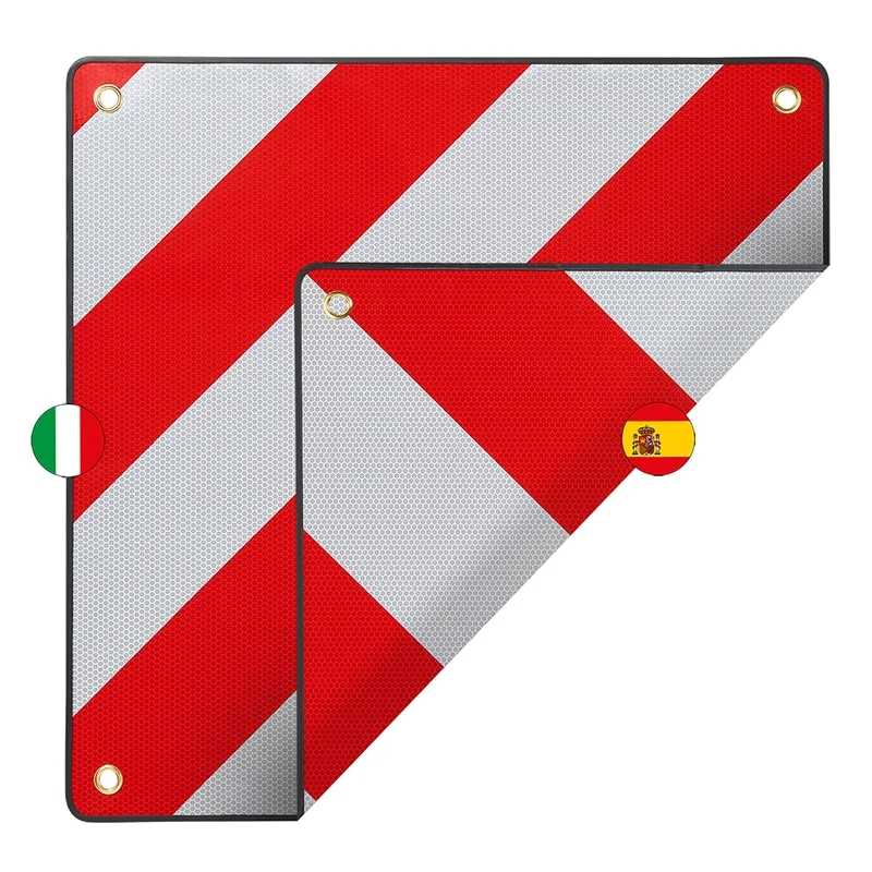 Advarselsskilt i aluminium Italia/Spania 2 i 1