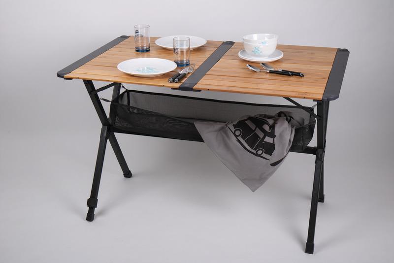 Camp4 Bambusbord med nett, mørk aluminiumsramme