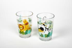 Sett med 2 matchende drikkeglass med SAFARI-motiv