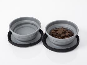 Hundeskål LUCY med 2 sammenleggbare silikonskåler