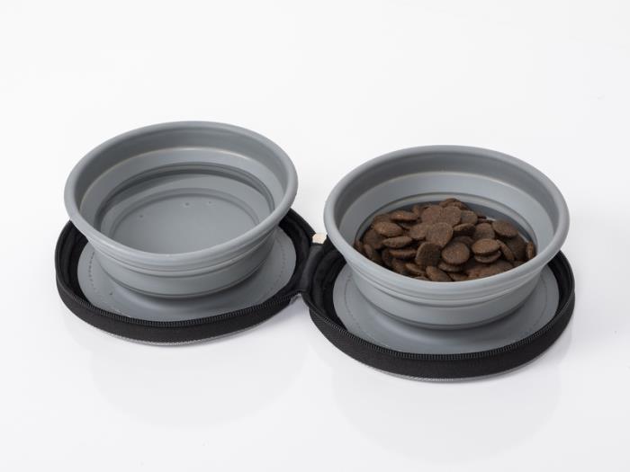 Hundeskål LUCY med 2 sammenleggbare silikonskåler