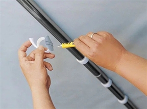 Teltstangbeslagsett (5 deler), 5 takknapper, 1 tube lim